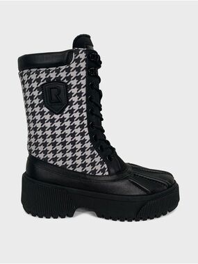 RUDSAK Houndstooth Puffer Jacket in Black & White